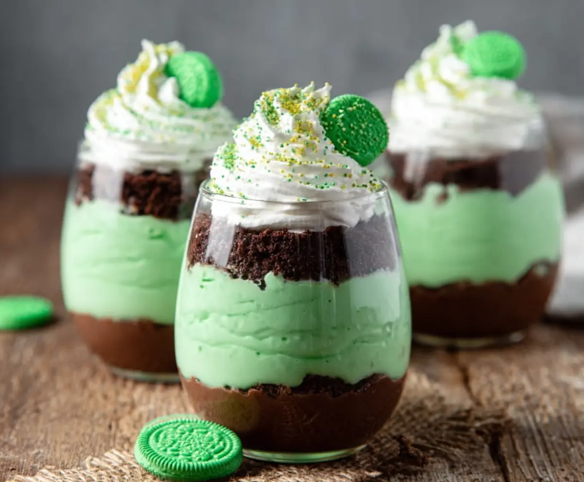 Easy St Patrick’s Day Green Shake Pudding Cups