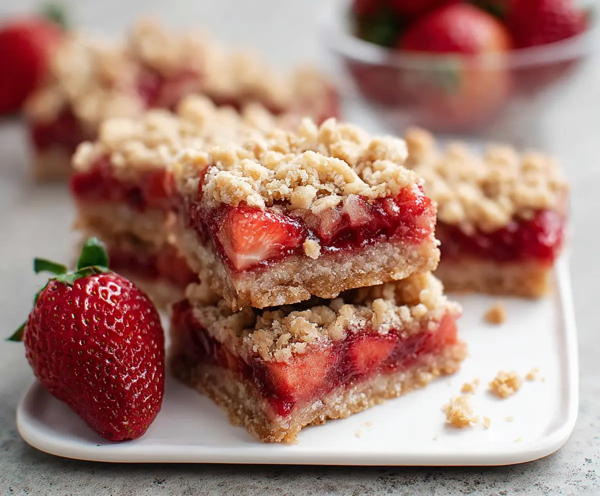 Easy Strawberry Oatmeal Crumble Bars