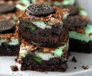 Triple Layer Fudgy Mint Oreo Brownies