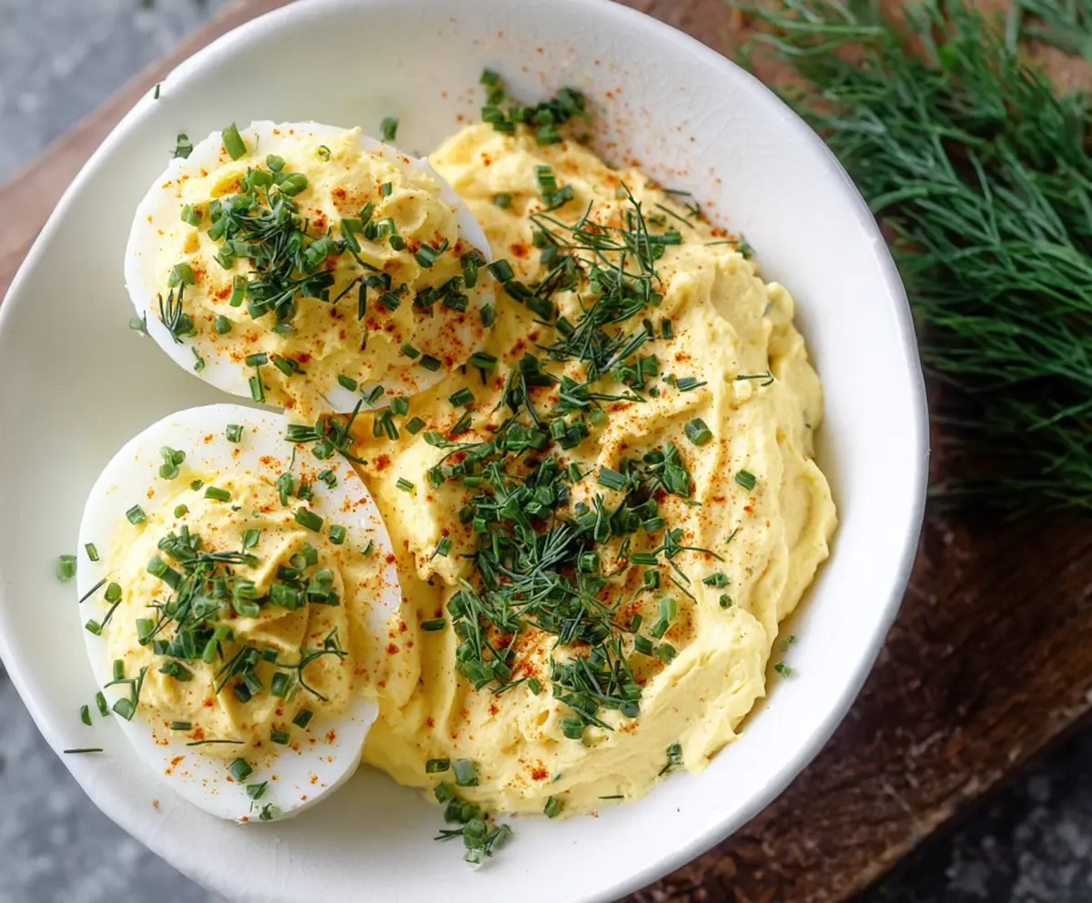 Easy Deviled Eggs with Dijon & Herbs