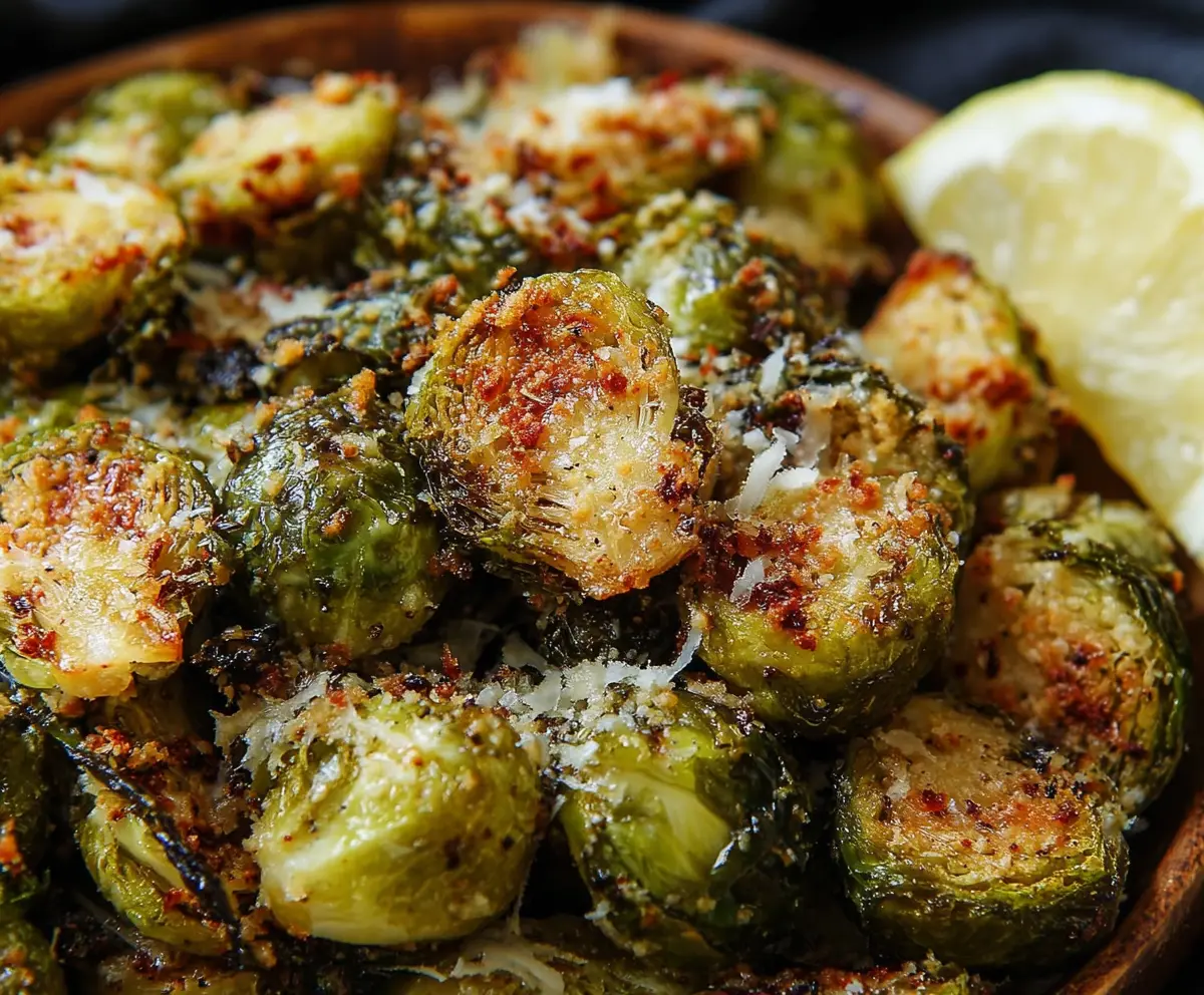 Crispy Garlic Parmesan Brussels Sprouts