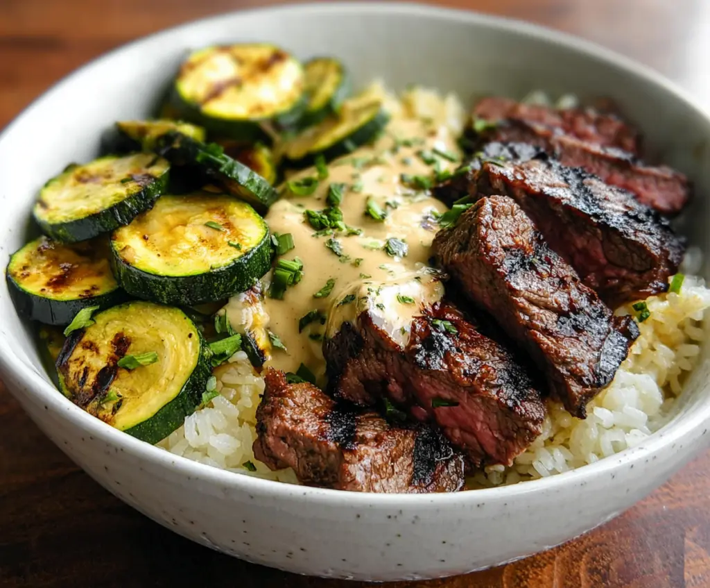 Grilled Steak Bowl with Zucchini