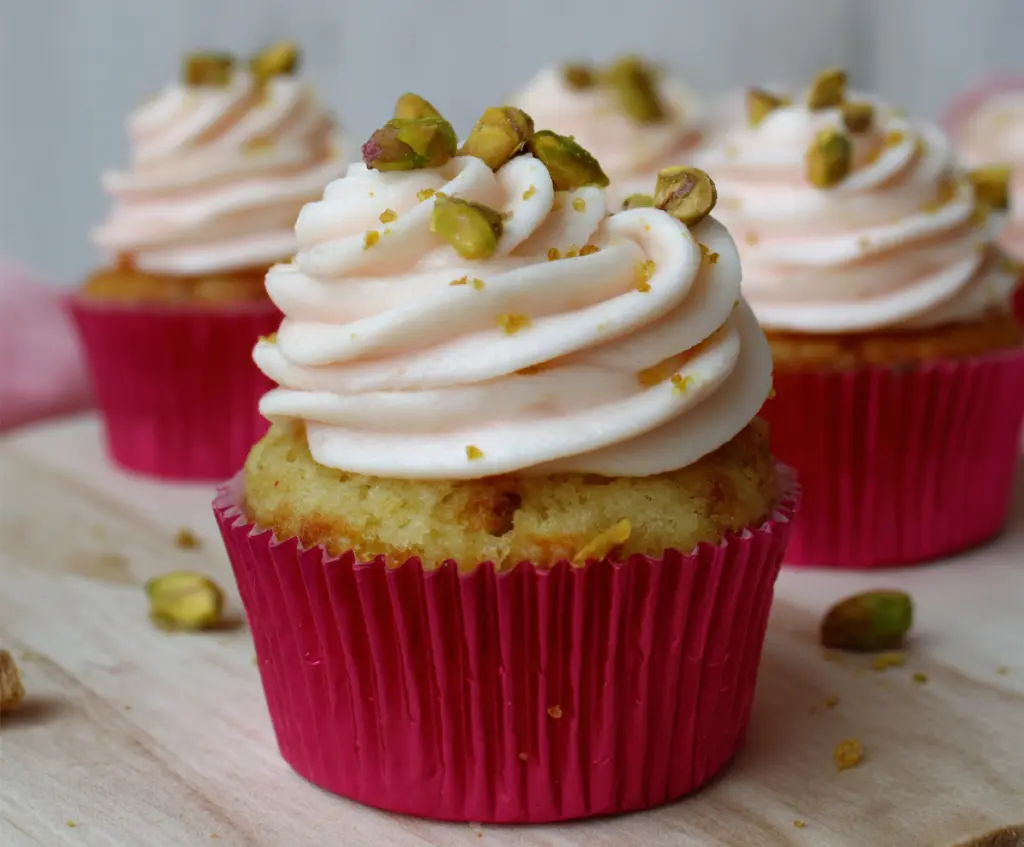 Honey Pistachio Rosewater Cupcakes
