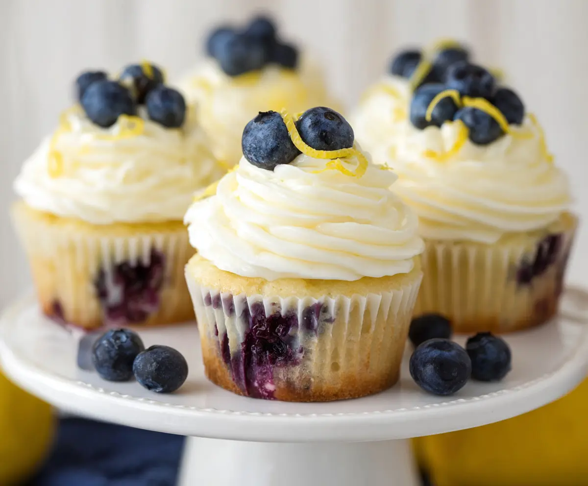 Delicious Lemon Blueberry Cupcakes with vibrant blueberries and zesty lemon frosting