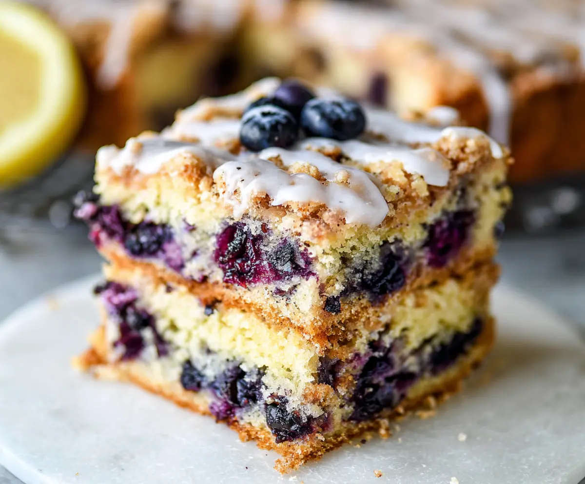 Easy Lemon Blueberry Sourdough Coffee Cake