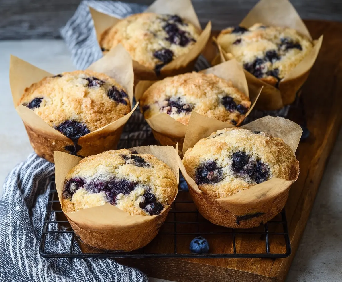 Easy Lemon Blueberry Sourdough Muffins