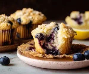 Lemon Blueberry Sourdough Muffins