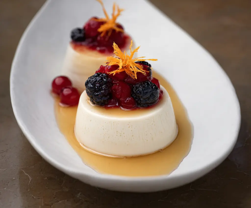 Orange Blossom Honey Panna Cotta with Berry Compote