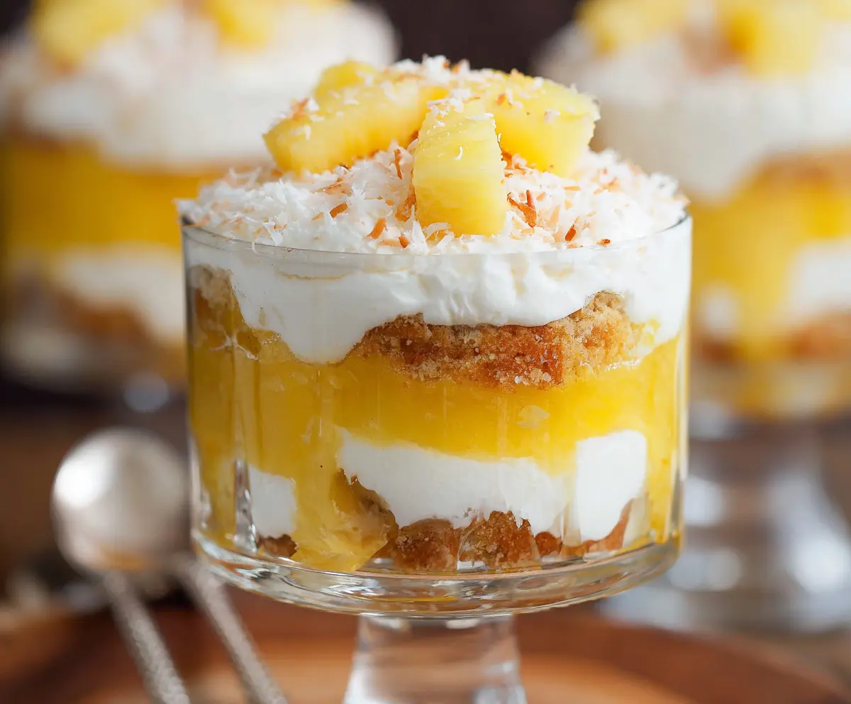 Easy Pineapple Coconut Trifle Cups
