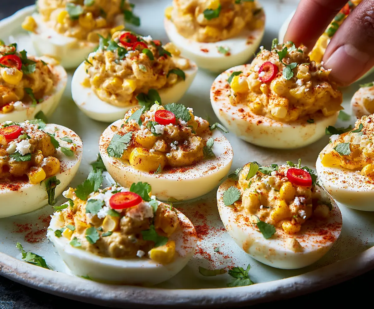 Spicy Elote Deviled Eggs Recipe