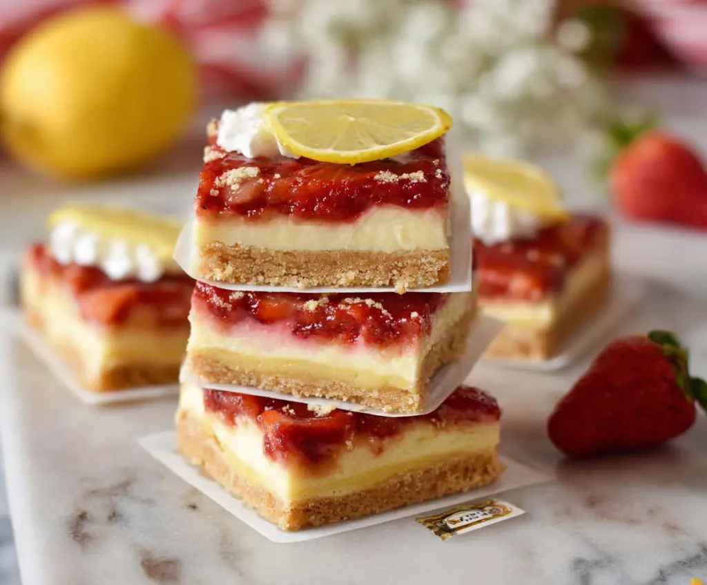 Springtime Strawberry Lemon Cheesecake Bars