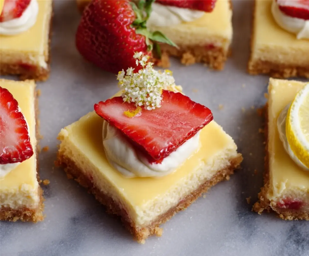 Fresh Strawberry Lemon Cheesecake Bars
