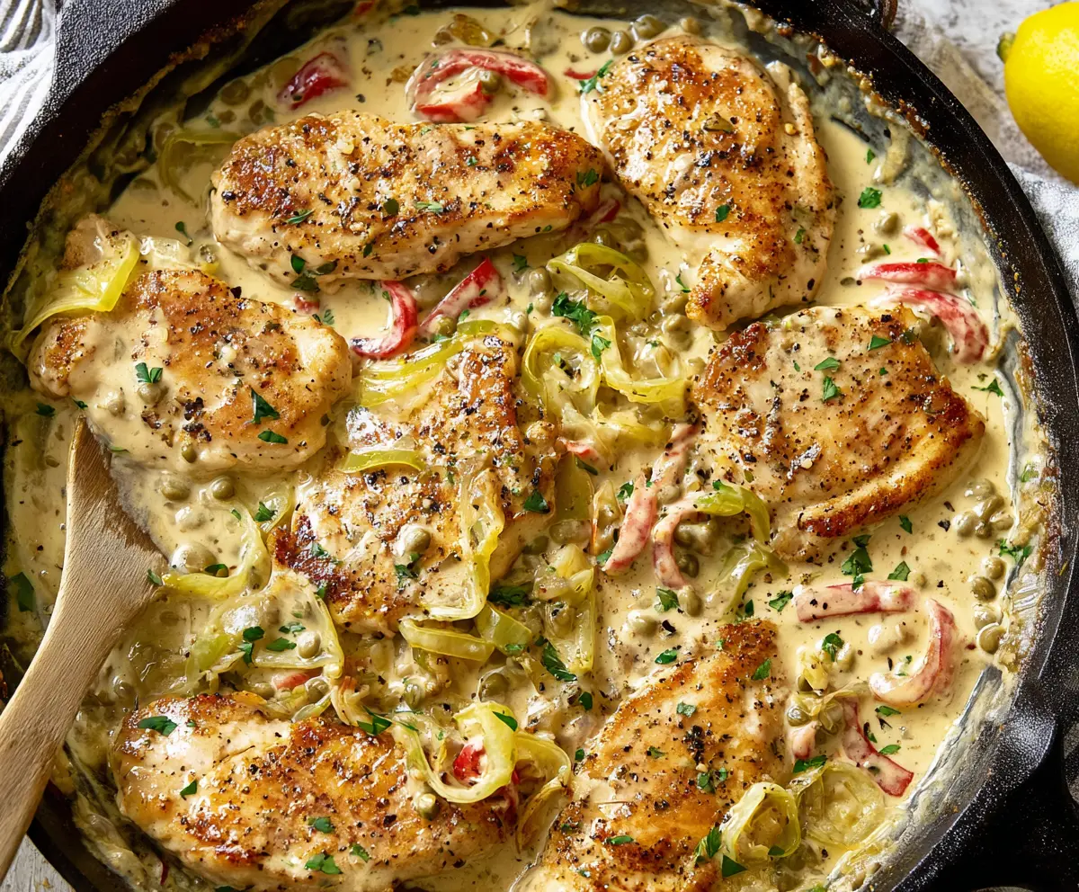 Easy Creamy Pepperoncini Chicken Skillet