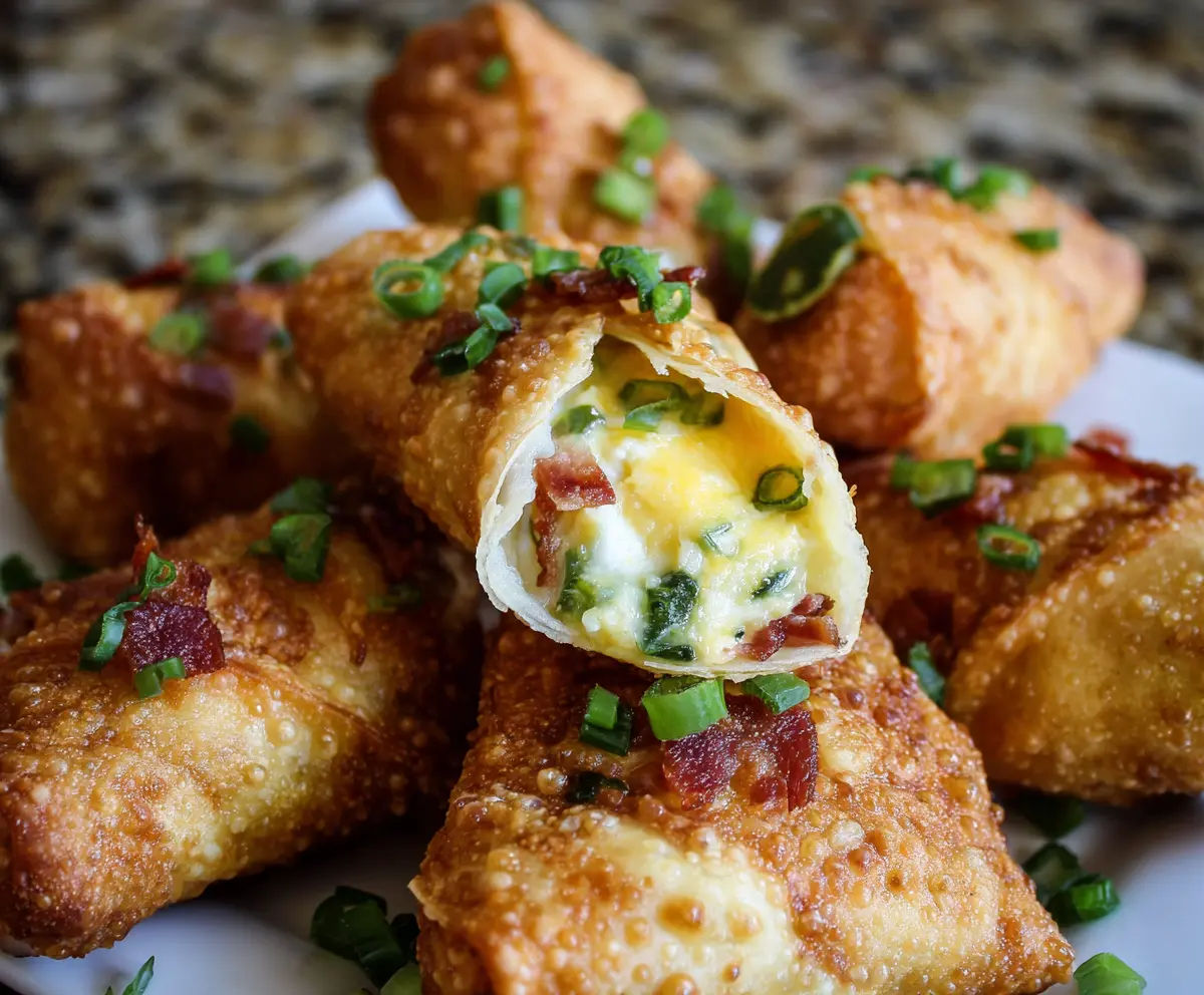 Crispy mini jalapeno popper egg rolls served as delicious finger food with melted cheese and spicy jalapenos.