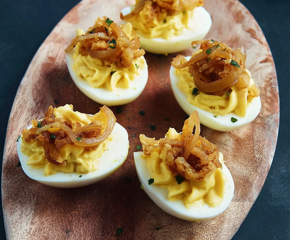 Easy French Onion Deviled Eggs