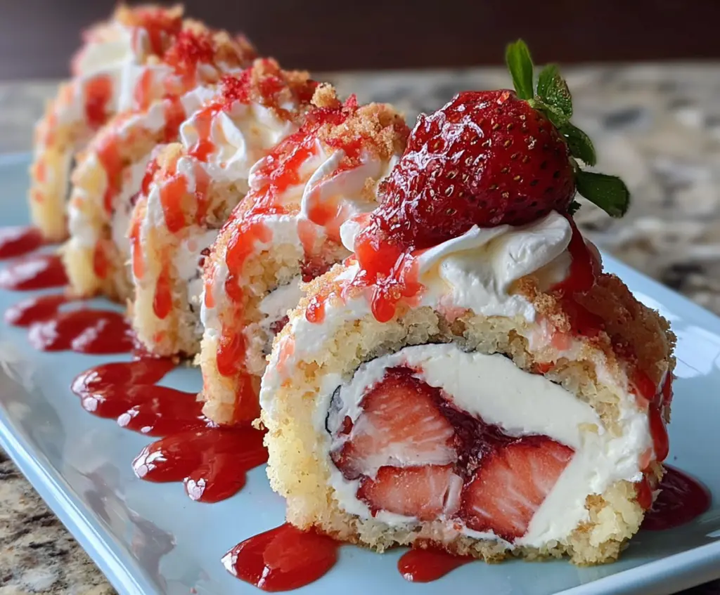 Strawberry Shortcake Cheesecake Sushi Rolls